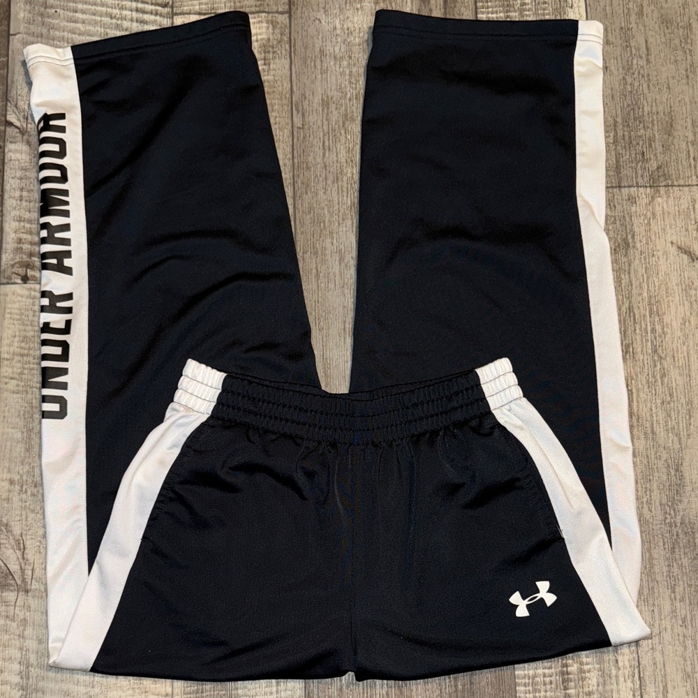Under Armour Kids Black and White Athletic Pants-size Y-XL